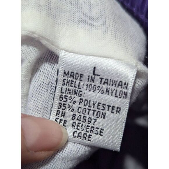 Slade Women's 90's Purple Paisley Polyester Cotton Lined Gold Trim Wind Suit Set - Picture 5 of 8